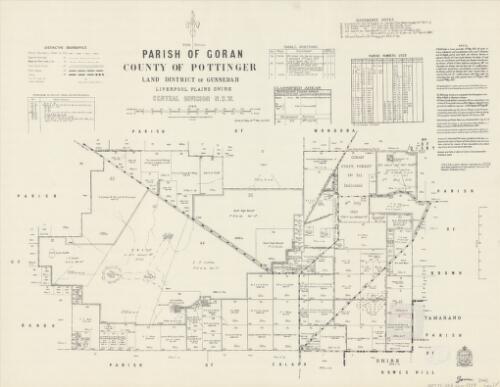 Parish of Goran, County of Pottinger [cartographic material] : Land District of Gunnedah, Liverpool Plains Shire, Central Division N.S.W. / compiled, drawn and printed at the Department of Lands, Sydney, N.S.W