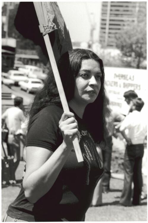 Marcia Langton, activist, academic, National Land Rights Action, Brisbane, 1982 [picture] / Juno Gemes