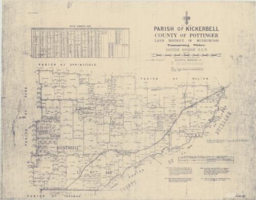 Parish of Kickerbell, County of Pottinger [cartographic material] : Land District of Murrurundi, Tamarang Shire, Eastern Division N.S.W. / compiled, drawn and printed at the Department of Lands, Sydney, N.S.W