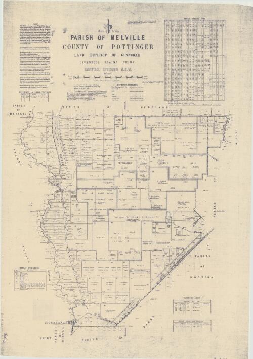 Parish of Melville, County of Pottinger [cartographic material] : Land District of Gunnedah, Liverpool Plains Shire, Central Division N.S.W. / compiled, drawn and printed at the Department of Lands, Sydney, N.S.W