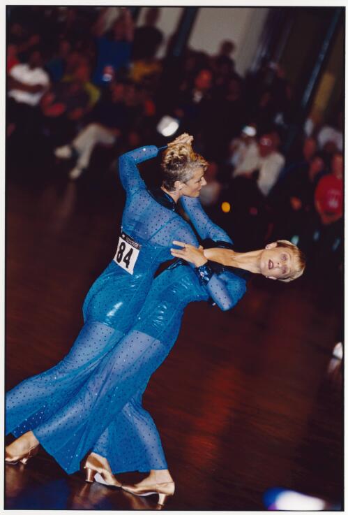 A female couple competes in the ballroom dancing at the Sydney Gay Games, 2002 [picture] / C. Moore Hardy