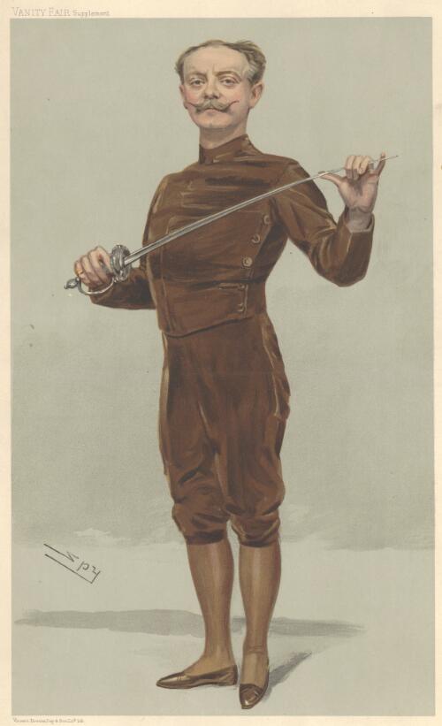 [Egerton Castle, in fencing clothes and holding a rapier] [picture] / Spy