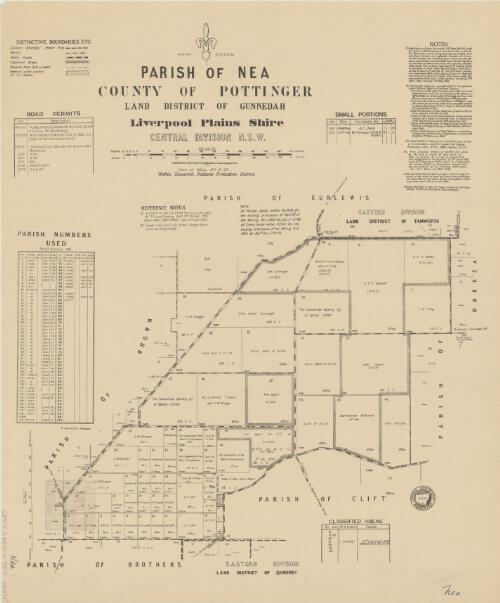 Parish of Nea, County of Pottinger [cartographic material] : Land District of Gunnedah, Liverpool Plains Shire, Central Division N.S.W. / compiled, drawn and printed at the Department of Lands, Sydney, N.S.W