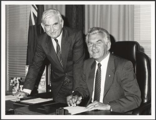 Former Australian Prime Minister Bob Hawke and former Western Australian Member of Parliament Cecil Allen Blanchard [picture]