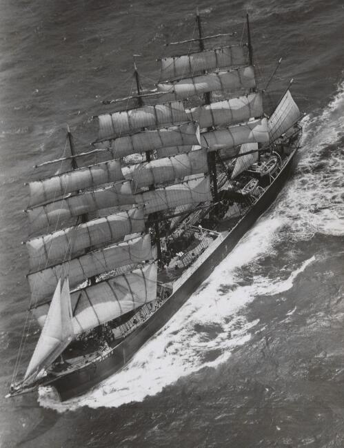 Aerial view of the Pamir, sailing ship,1947 [picture]