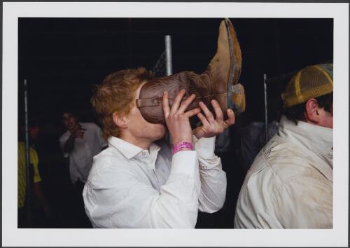 Bachelor and spinster's ball, drinking from boot. Finley, New South Wales, 20 May, 2006 [picture] / Michael Coyne