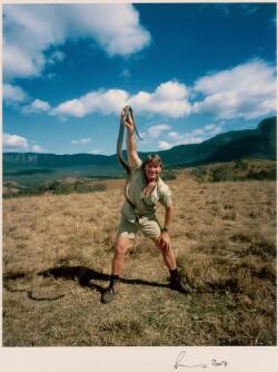 Portrait of Steve Irwin and fierce snake, 2002 [picture]