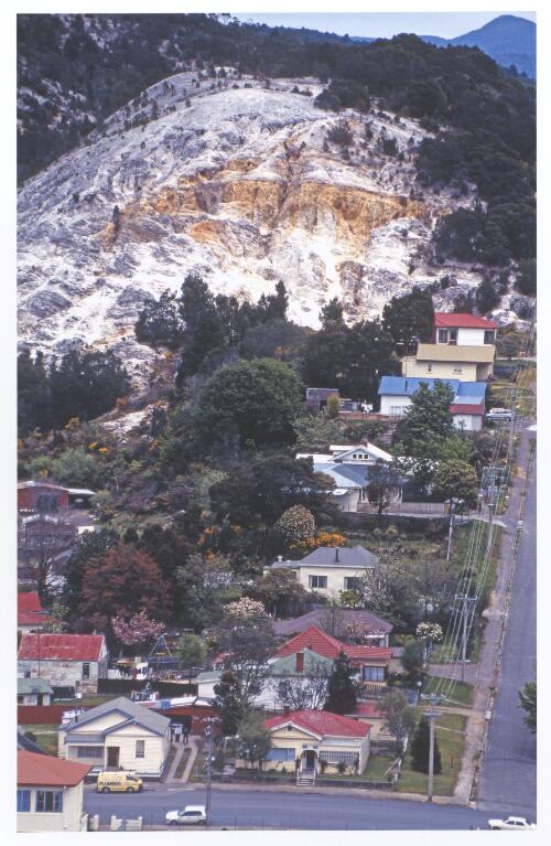 View of Queenstown with Mount Lyell in the background, Tasmania, ca. 1995 [picture] / Jeff Carter