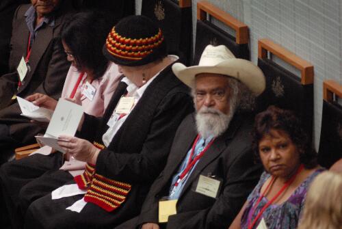 Bob Randall and other members of the Indigenous audience in the House of Representatives during the Apology to the Stolen Generations at Parliament House, Canberra, 13 February 2008 [picture] / Mervyn Bishop