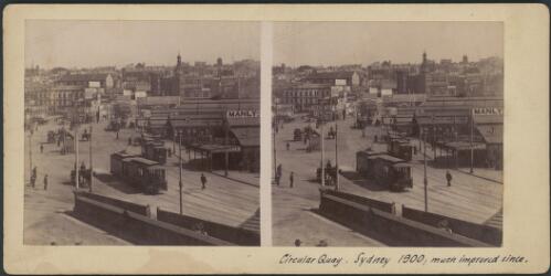 Circular Quay with trams and ferry terminal buildings in the foreground, Sydney, 1900 [picture] / Kerry & Co?