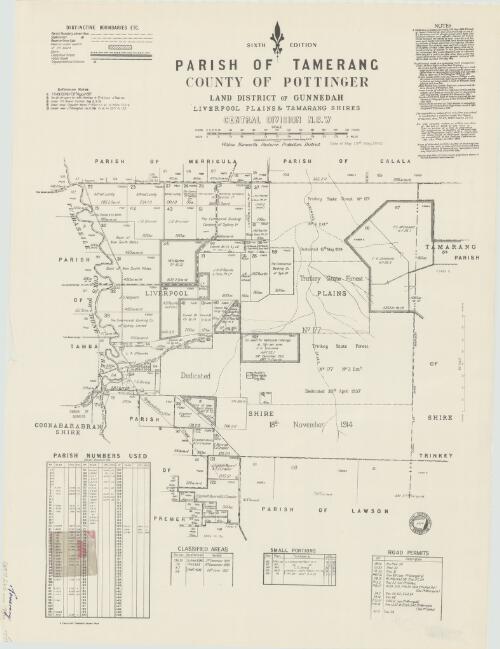 Parish of Tamerang, County of Pottinger [cartographic material] : Land District of Gunnedah, Liverpool Plains & Tamarang Shires, Central Division N.S.W / compiled, drawn and printed at the Department of Lands, Sydney, N.S.W