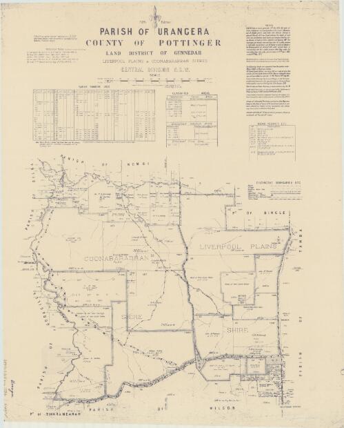 Parish of Urangera, County of Pottinger [cartographic material] : Land District of Gunnedah, Liverpool Plains & Coonabarabran Shires, Central Division N.S.W. / compiled, drawn and printed at the Department of Lands, Sydney N.S.W
