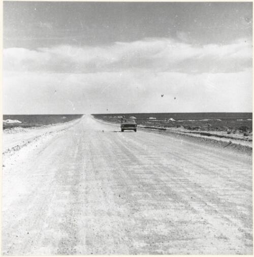 Vehicle on the Eyre Highway near Nundaroo on the edge of the Nullarbor Plain, June 1968 [picture]