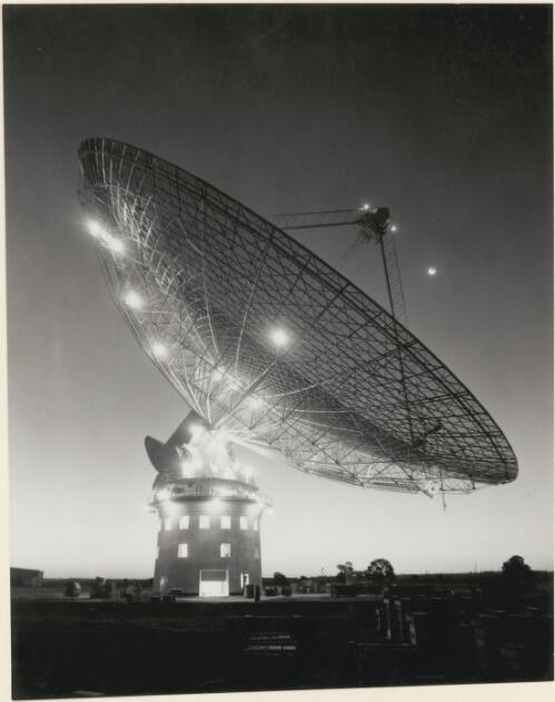 Radio telescope, 210 foot, Parkes, New South Wales, October 1961, (1) [picture]