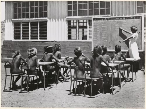 Aboriginal school children at the Presbyterian Mission at Ernabella 1958 [picture]