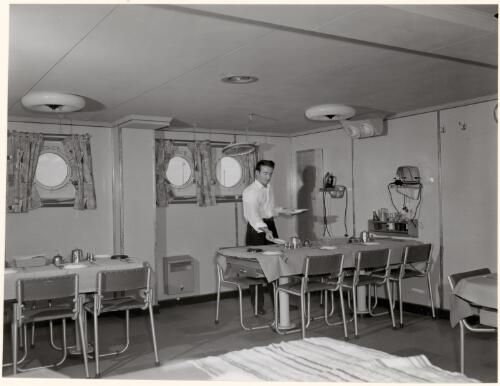 Crews' mess on the vehicular ferry, Princess of Tasmania, 1959 [picture]