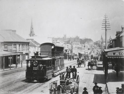 Steam tram on George Street West, Sydney, ca. 1889 [picture] / C. Bayliss