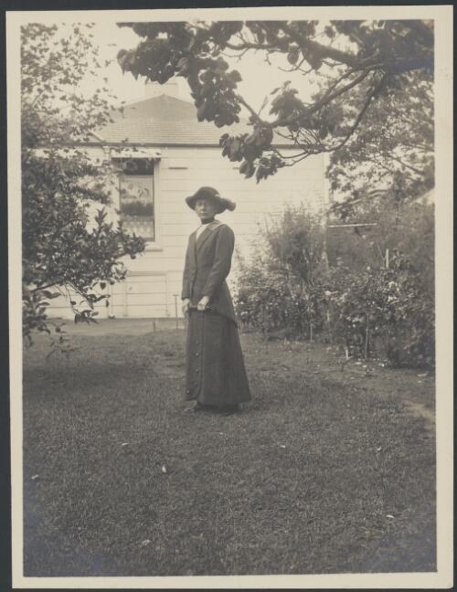 Portrait of Mathilde Elizabeth Deane in the garden at 25 Mercer Road, Malvern, Victoria, 1913 [picture]