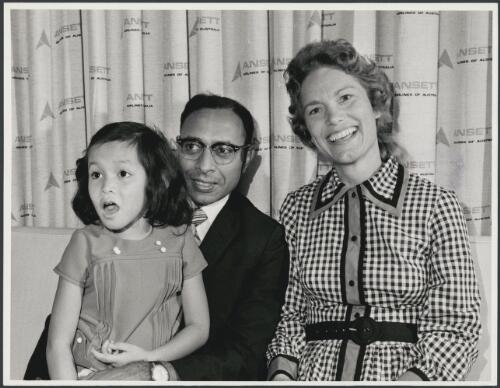 Reverend Eugene Daniels, World Vision's Indonesia director, with his wife, Diana, and their adopted Indonesian daughter, Michelle, 1972 [picture] / Australian Information Service photograph by Bill Payne
