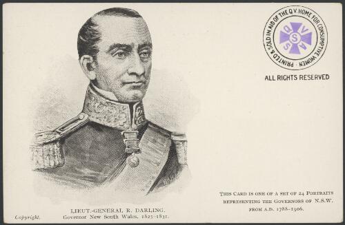 Postcard portrait of Lieutenant-General Ralph Darling, Governor of New South Wales, ca. 1906 [picture]
