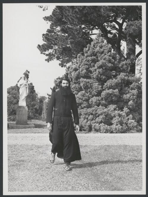 Portrait of Father Patrick Dodson, Australia's first aboriginal priest, Croydon, Victoria, 1975 [picture] / Australian Information Service photograph by Don Edwards