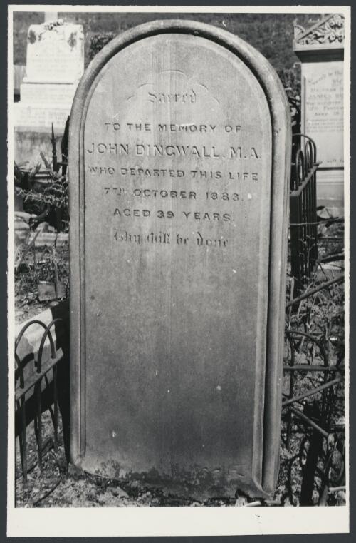 Photograph of the headstone of the grave of John Dingwall, headmaster of Bulli public school, Woonona Presbyterian cemetery, New South Wales, 1962 [picture]
