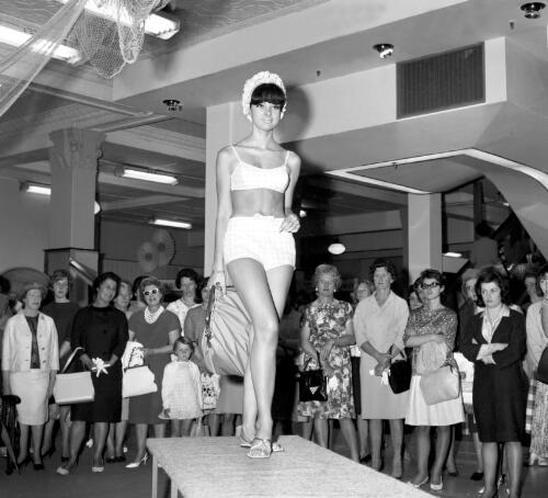 Model in a swimsuit, fashion show at Farmer's department store, Sydney, 28 September 1964 [picture] / Ern McQuillan