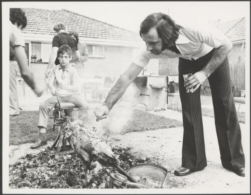 Greek family celebrate Greek Easter Day, Melbourne, 1975 [picture] / Australian Information Service photograph by John McKinnon