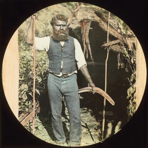 Indigenous man at Lake Tyers Reserve, Gippsland, Victoria, ca.1895 [transparency] / Nicholas Caire