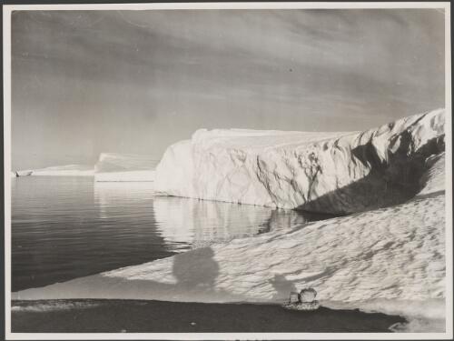 View of ice cliffs from a high ridge east of Mawson station, Antarctica, 1955 [picture] / George Lowe