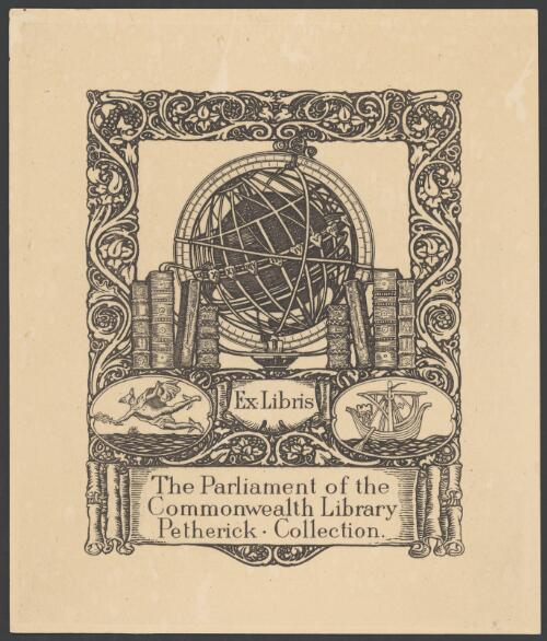 Bookplate for the Petherick Collection at the Parliament of the Commonwealth Library [picture]
