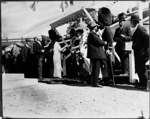 Lord and Lady Denman greeting guests at the Canberra naming ceremony, 12 March 1913, 2 [picture]
