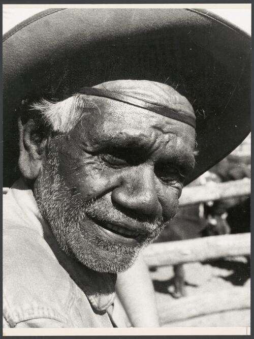 Portrait of an unidentified Aboriginal man wearing a felt stockman's hat, Northern Territory [picture]