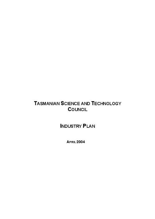 Tasmanian Science and Technology Council industry plan [electronic resource]