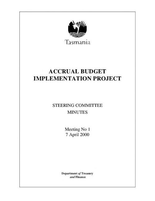 Accrual Budget Implementation Project [electronic resource] : Steering Committee meeting minutes / Department of Treasury and Finance