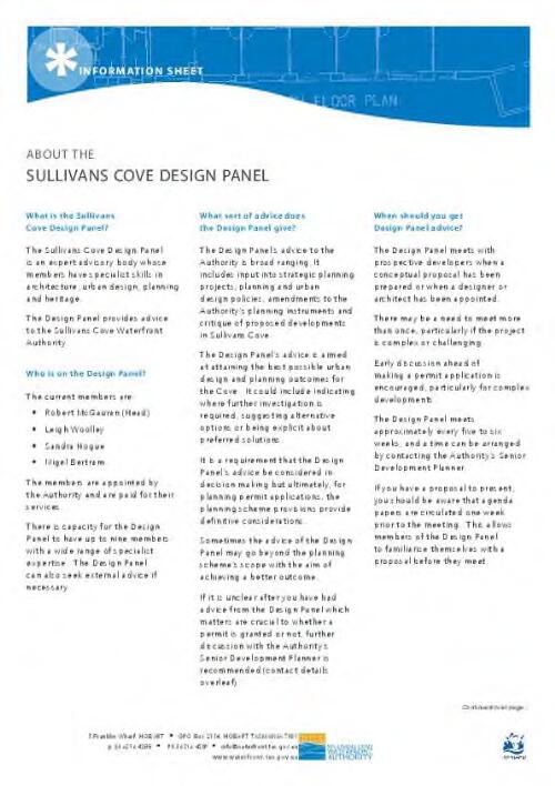 About the Sullivans Cove Design Panel / Sullivans Cove Waterfront Authority