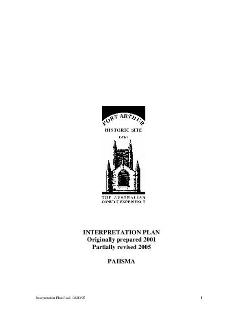 Port Arthur Historic Site 1830 interpretation plan / PAHSMA