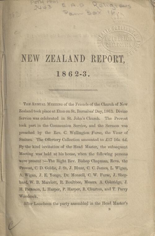 New Zealand report  / Friends of the Church of New Zealand