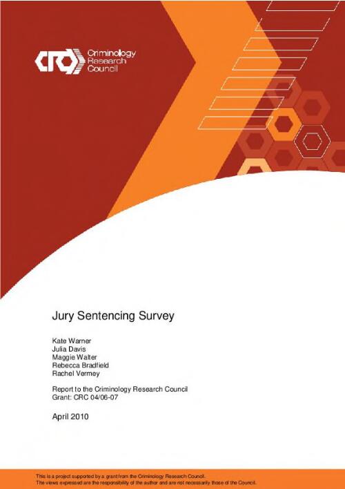 Jury sentencing survey / Kate Warner, Julia Davis, Maggie Walter, Rebecca Bradfield, Rachel Vermey