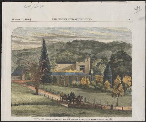 The property and late residence of Sir William Wentworth, Vaucluse, Port Jackson, New South Wales, 1869