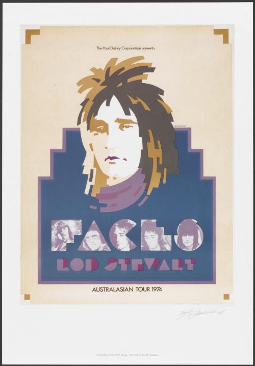 Faces, Rod Stewart : Australasian tour 1974 / design/illustration: Ian McCausland