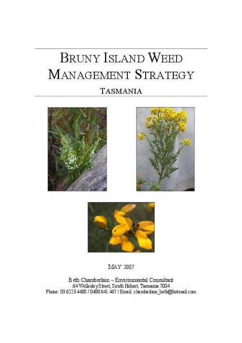 Bruny Island Weed Management Strategy Tasmania / Beth Chamberlain, environmental consultant