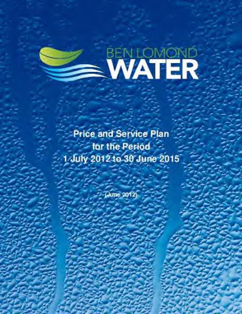 Price and service plan for the period ... / Ben Lomond Water