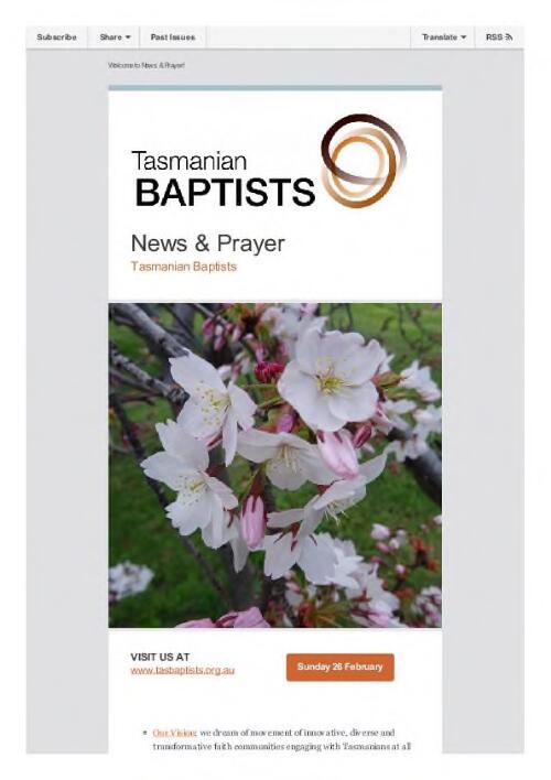 Tasmanian Baptists : news & prayer