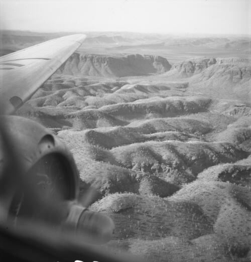 Ord River from a plane window, before the dam was built, Kimberley region, Western Australia, July 1952 / Frank H. Johnston