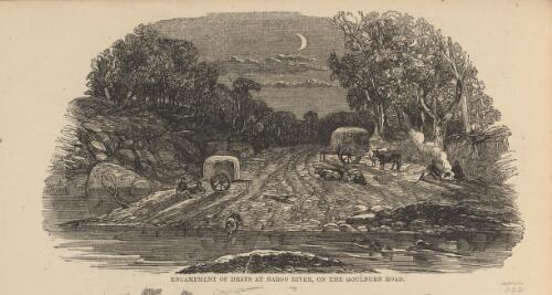 Encampment of drays at Bargo River, on the Goulburn Road [picture]