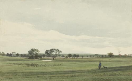 View down the creek, Challicum, towards first hut, Victoria, ca. 1850 [picture] / [Duncan Cooper]