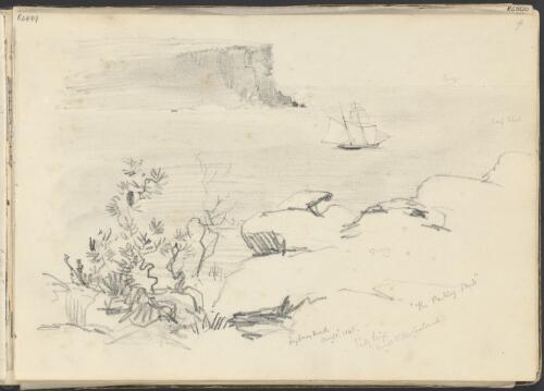 Sydney Heads, Lady Leigh bound to New Zealand, the parting ship, Aug. 10th, 1845 [picture] / George French Angas