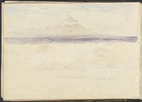 Mt. Egmont, New Zealand, 19 August 1844, and sketch of Sir Roger Curtis Island?, Tasmania, 11 August, 1845 [picture] / George French Angas