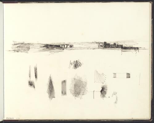 Preliminary sketch of a landscape and bridge, 1845 [picture] / [Owen Stanley]